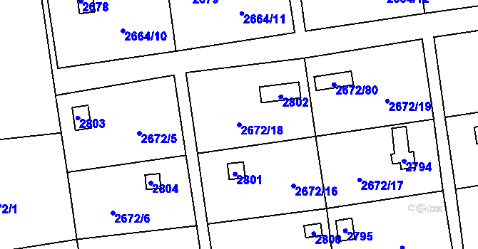 Parcela st. 2672/18 v KÚ Doubravka, Katastrální mapa