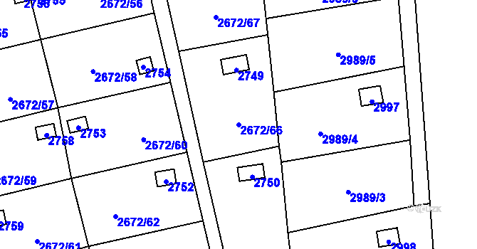 Parcela st. 2672/66 v KÚ Doubravka, Katastrální mapa