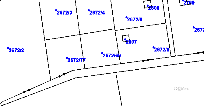 Parcela st. 2672/69 v KÚ Doubravka, Katastrální mapa