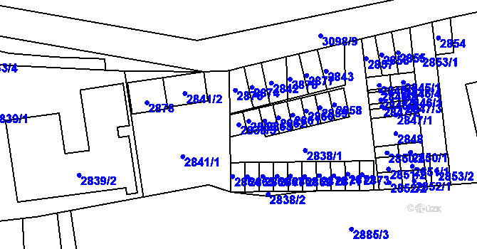 Parcela st. 2838/3 v KÚ Doubravka, Katastrální mapa
