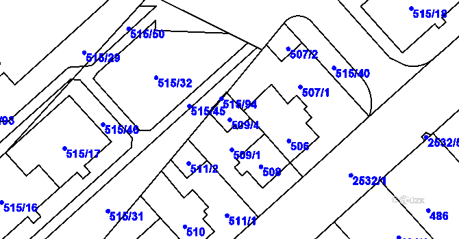 Parcela st. 509/4 v KÚ Doubravka, Katastrální mapa