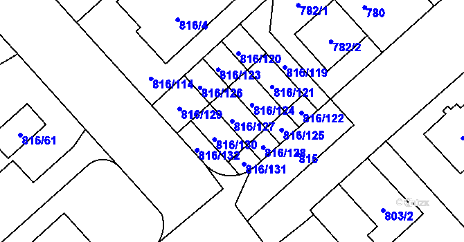 Parcela st. 816/127 v KÚ Doubravka, Katastrální mapa