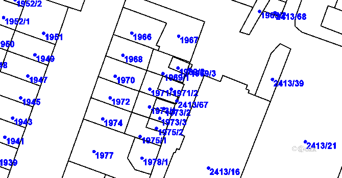 Parcela st. 1971/2 v KÚ Doubravka, Katastrální mapa