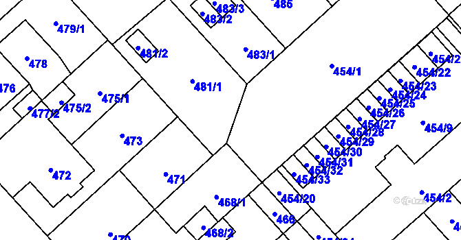 Parcela st. 454/8 v KÚ Doubravka, Katastrální mapa