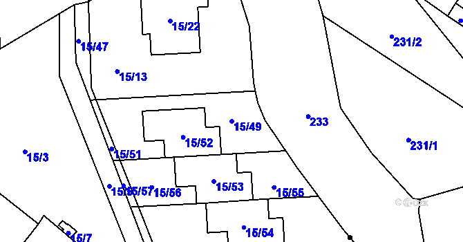 Parcela st. 15/49 v KÚ Doubravka, Katastrální mapa