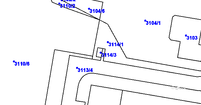 Parcela st. 3114/3 v KÚ Doubravka, Katastrální mapa