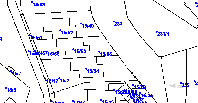 Parcela st. 15/55 v KÚ Doubravka, Katastrální mapa