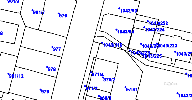 Parcela st. 971/3 v KÚ Doubravka, Katastrální mapa