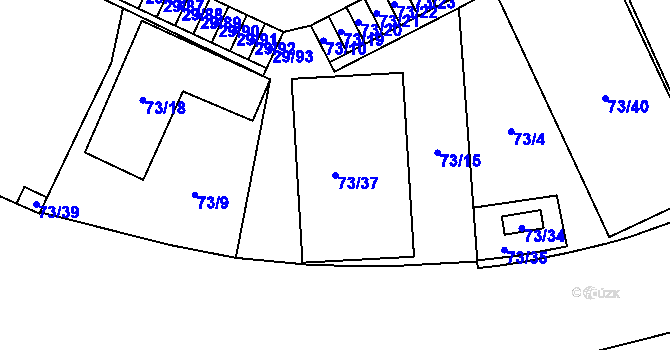 Parcela st. 73/37 v KÚ Doubravka, Katastrální mapa