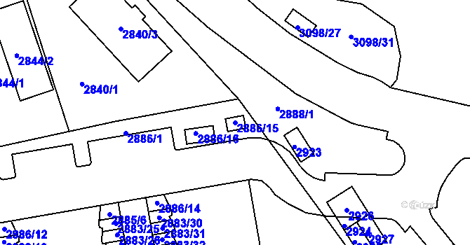 Parcela st. 2886/15 v KÚ Doubravka, Katastrální mapa