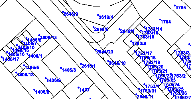 Parcela st. 2646/20 v KÚ Doubravka, Katastrální mapa