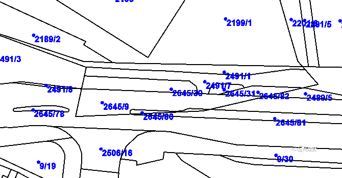 Parcela st. 2645/30 v KÚ Doubravka, Katastrální mapa