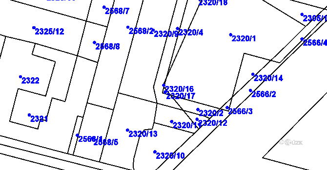 Parcela st. 2320/16 v KÚ Doubravka, Katastrální mapa