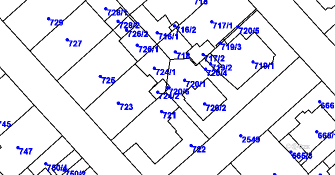 Parcela st. 720/6 v KÚ Doubravka, Katastrální mapa