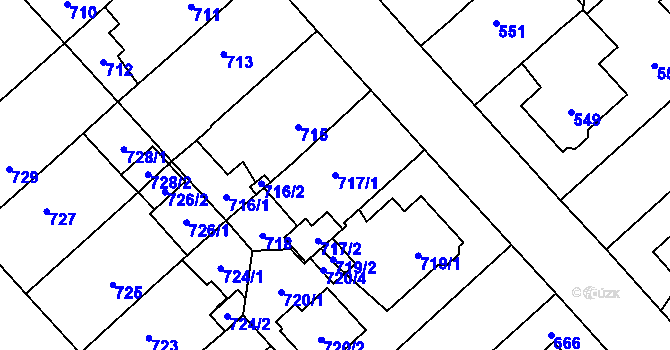 Parcela st. 717/1 v KÚ Doubravka, Katastrální mapa