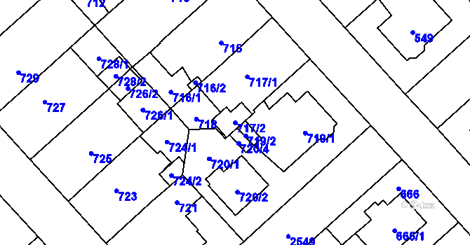 Parcela st. 717/2 v KÚ Doubravka, Katastrální mapa