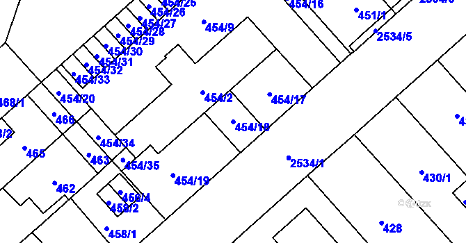 Parcela st. 454/18 v KÚ Doubravka, Katastrální mapa