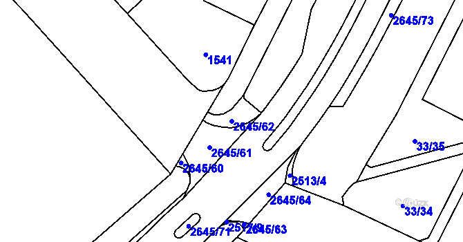 Parcela st. 2645/62 v KÚ Doubravka, Katastrální mapa
