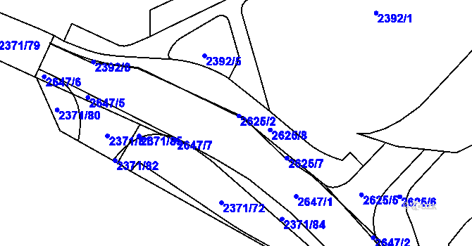 Parcela st. 2625/2 v KÚ Doubravka, Katastrální mapa