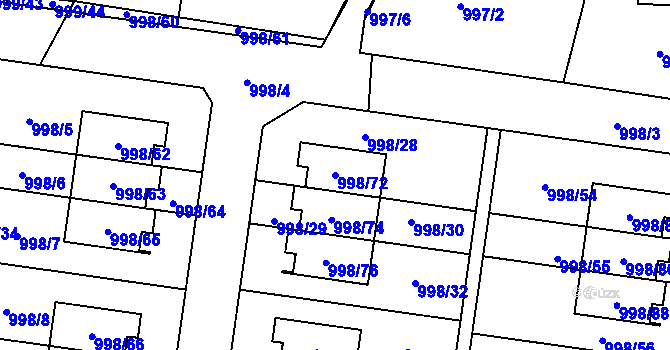 Parcela st. 998/72 v KÚ Újezd, Katastrální mapa