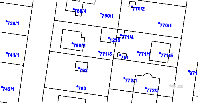 Parcela st. 771/3 v KÚ Újezd, Katastrální mapa
