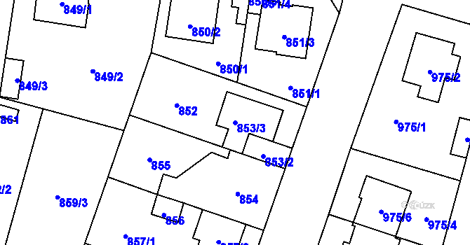 Parcela st. 853/3 v KÚ Újezd, Katastrální mapa