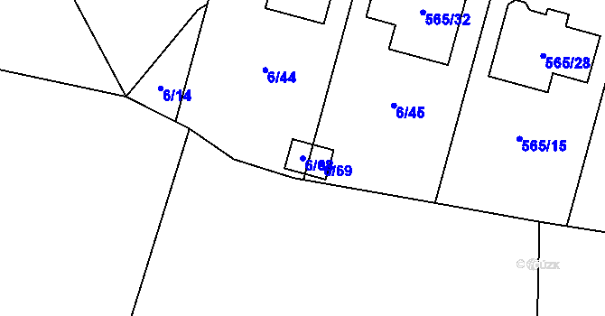 Parcela st. 6/68 v KÚ Újezd, Katastrální mapa