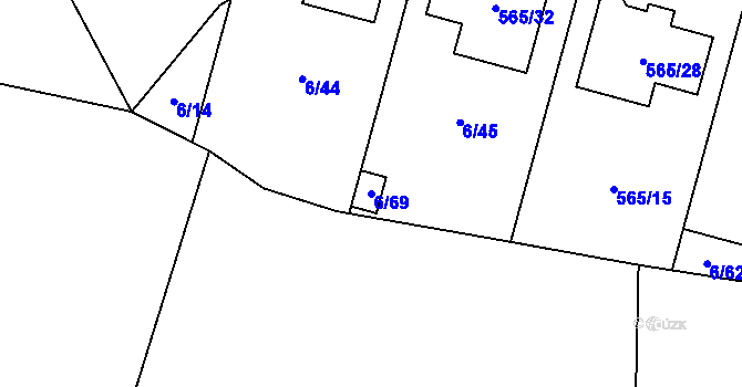 Parcela st. 6/69 v KÚ Újezd, Katastrální mapa