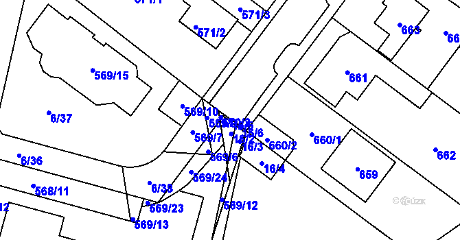 Parcela st. 16/5 v KÚ Újezd, Katastrální mapa