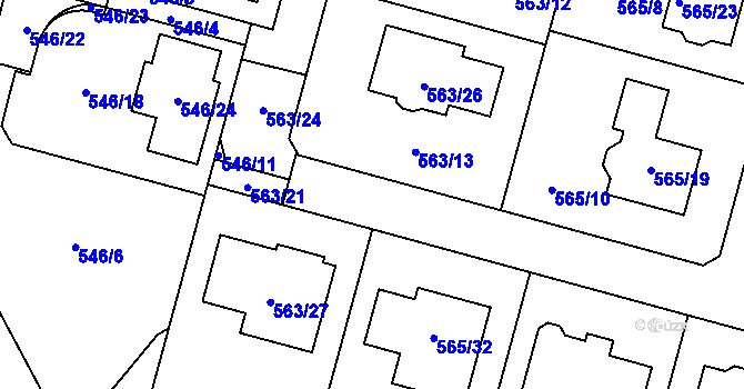 Parcela st. 563/29 v KÚ Újezd, Katastrální mapa