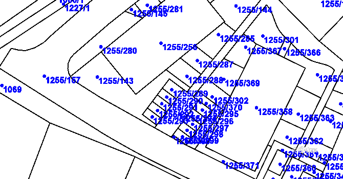 Parcela st. 1255/289 v KÚ Újezd, Katastrální mapa