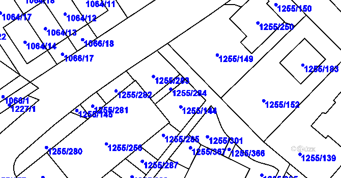 Parcela st. 1255/284 v KÚ Újezd, Katastrální mapa