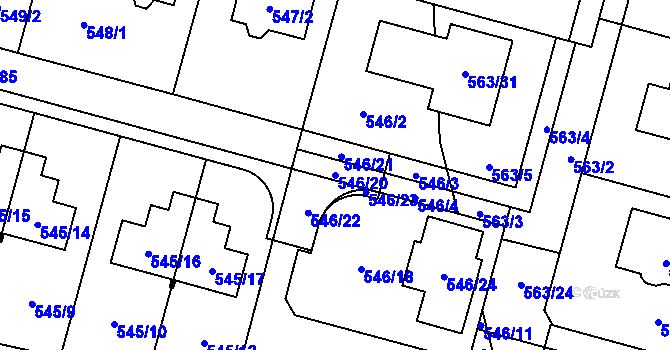 Parcela st. 546/20 v KÚ Újezd, Katastrální mapa