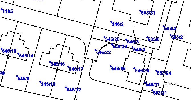 Parcela st. 546/22 v KÚ Újezd, Katastrální mapa