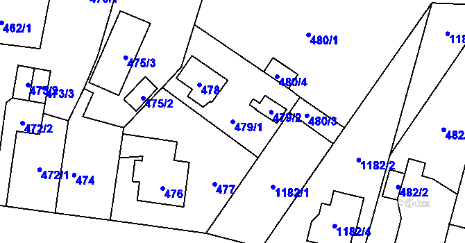 Parcela st. 479/1 v KÚ Újezd, Katastrální mapa