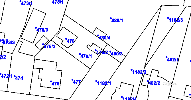 Parcela st. 479/2 v KÚ Újezd, Katastrální mapa