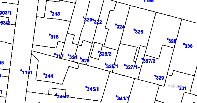 Parcela st. 325/2 v KÚ Újezd, Katastrální mapa