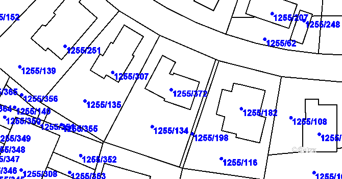 Parcela st. 1255/372 v KÚ Újezd, Katastrální mapa