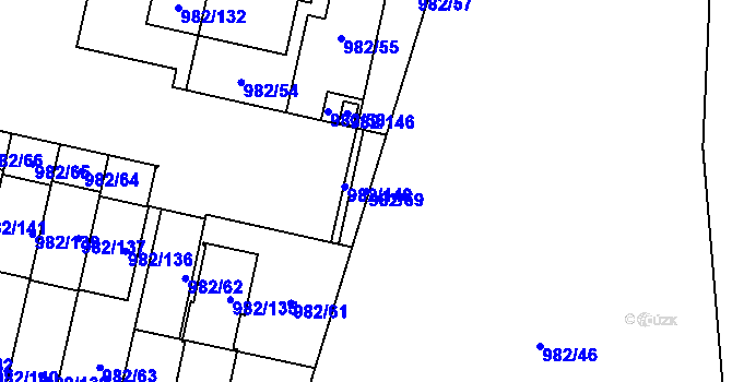 Parcela st. 982/59 v KÚ Újezd, Katastrální mapa