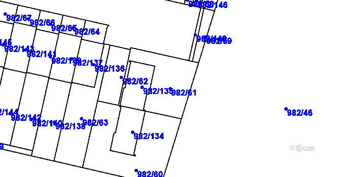 Parcela st. 982/61 v KÚ Újezd, Katastrální mapa