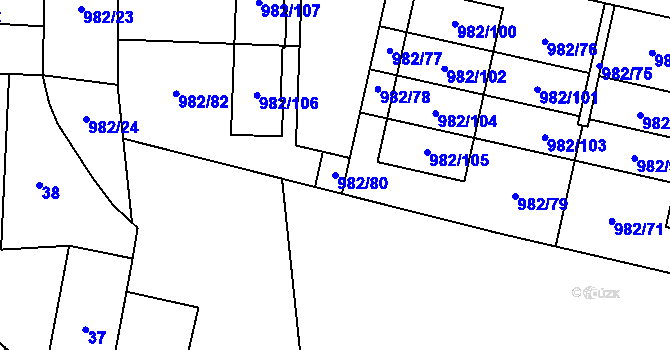 Parcela st. 982/80 v KÚ Újezd, Katastrální mapa