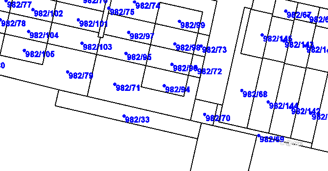 Parcela st. 982/94 v KÚ Újezd, Katastrální mapa