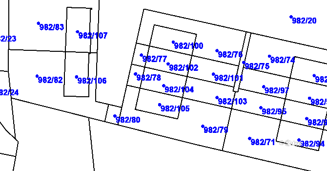 Parcela st. 982/104 v KÚ Újezd, Katastrální mapa