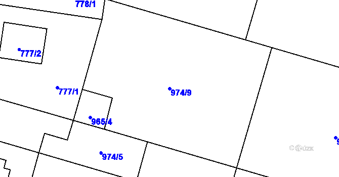 Parcela st. 974/9 v KÚ Újezd, Katastrální mapa