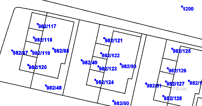 Parcela st. 982/122 v KÚ Újezd, Katastrální mapa