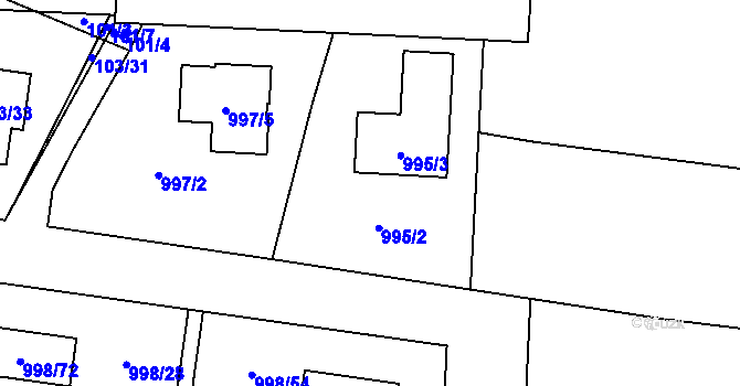 Parcela st. 996/2 v KÚ Újezd, Katastrální mapa