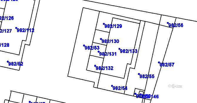 Parcela st. 982/131 v KÚ Újezd, Katastrální mapa