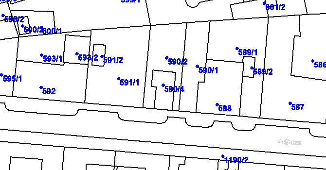 Parcela st. 590/4 v KÚ Újezd, Katastrální mapa