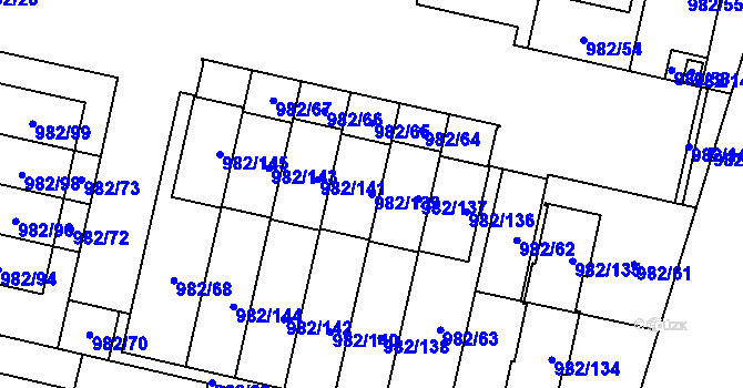 Parcela st. 982/139 v KÚ Újezd, Katastrální mapa