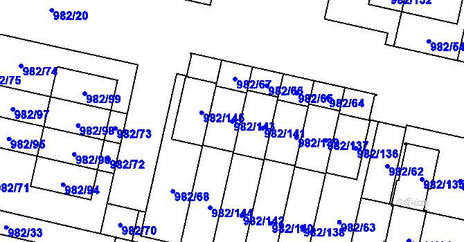 Parcela st. 982/143 v KÚ Újezd, Katastrální mapa